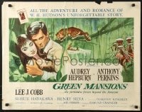 4f589 GREEN MANSIONS style B 1/2sh 1959 cool art of Audrey Hepburn & Anthony Perkins by Joseph Smith