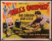 4f592 HELL'S OUTPOST style B 1/2sh 1955 art of Rod Cameron fighting John Russell, Joan Leslie!