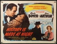 4f597 HISTORY IS MADE AT NIGHT 1/2sh R1948 wonderful kiss close up of Charles Boyer & Jean Arthur!