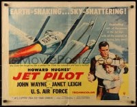 4f623 JET PILOT style B 1/2sh 1957 great art of John Wayne, jets & sexy Janet Leigh, Howard Hughes!
