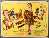 4f640 LADY WANTS MINK style A 1/2sh 1952 art of Dennis O'Keefe, Ruth Hussey, Eve Arden & Mabel!