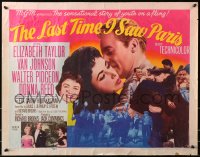 4f646 LAST TIME I SAW PARIS style B 1/2sh 1954 Elizabeth Taylor, Van Johnson, Pidgeon, Donna Reed!