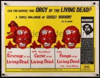 4f689 ORGY OF THE LIVING DEAD 1/2sh 1972 triple avalanche of grisly horror, cool Ormsby zombie art!