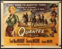 4f705 QUANTEZ 1/2sh 1957 artwork of Fred MacMurray & sexy Dorothy Malone with torn shirt!
