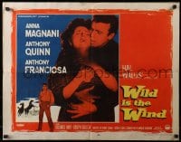 4f788 WILD IS THE WIND 1/2sh 1958 Anthony Quinn, Tony Franciosa embracing sexy Anna Magnani!