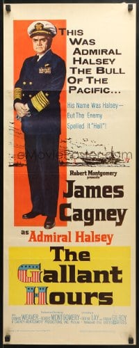 4f100 GALLANT HOURS insert 1960 art of James Cagney as Admiral Bull Halsey!