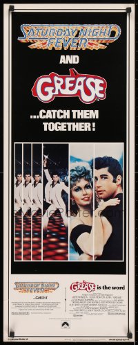 4f113 GREASE/SATURDAY NIGHT FEVER insert 1979 John Travolta dancing & with Olivia Newton-John!
