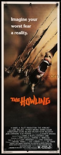 4f127 HOWLING style D insert 1981 Joe Dante, cool art of screaming female tranforming into a werewolf!