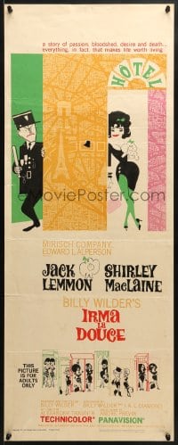 4f134 IRMA LA DOUCE insert 1963 Billy Wilder, great art of Shirley MacLaine & Jack Lemmon!