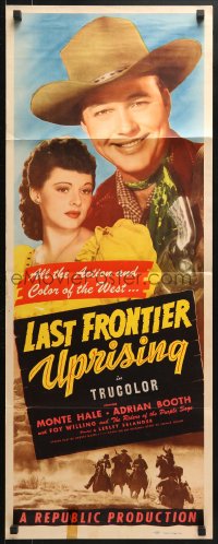 4f146 LAST FRONTIER UPRISING insert 1947 artwork of Monte Hale, Lorna Gray playing guitar!