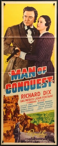 4f155 MAN OF CONQUEST insert 1939 Richard Dix as Sam Houston, America - First, Last - Always!