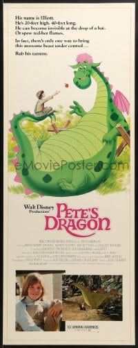 4f179 PETE'S DRAGON insert R1984 Walt Disney, colorful art of cast headshots & dragon by Paul Wenzel!