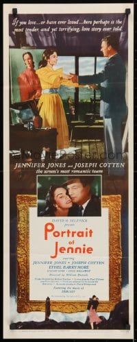 4f185 PORTRAIT OF JENNIE insert R1956 Joseph Cotten loves beautiful ghost Jennifer Jones!