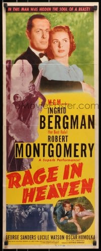 4f189 RAGE IN HEAVEN insert R1946 Ingrid Bergman between Robert Montgomery & George Sanders!