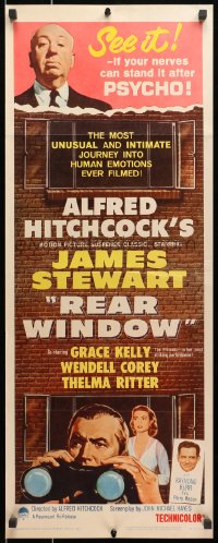 4f191 REAR WINDOW insert R1962 Alfred Hitchcock, art of voyeur Jimmy Stewart & sexy Grace Kelly!