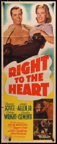 4f196 RIGHT TO THE HEART insert 1941 boxer Joseph Allen holding sexy Brenda Joyce & more!