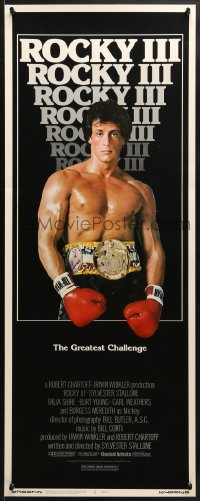 4f198 ROCKY III insert 1982 great image of boxer & director Sylvester Stallone w/gloves & belt!
