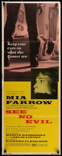 4f207 SEE NO EVIL insert 1971 Richard Fleischer horror, Mia Farrow is not seeing dead people!
