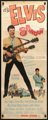 4f211 SPINOUT insert 1966 Elvis w/double-necked guitar, foot on the gas & no brakes on the fun!