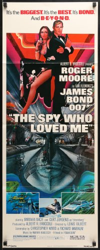 4f213 SPY WHO LOVED ME insert 1977 great art of Roger Moore as James Bond by Bob Peak!
