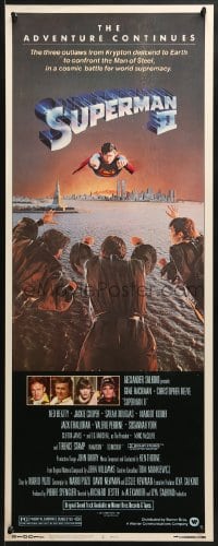 4f220 SUPERMAN II insert 1981 Christopher Reeve, Terence Stamp, great artwork over New York City!