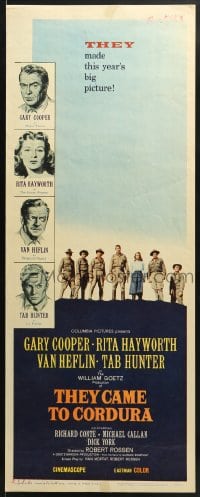 4f233 THEY CAME TO CORDURA insert 1959 Gary Cooper, Rita Hayworth, Tab Hunter, Van Heflin