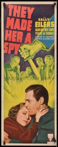 4f234 THEY MADE HER A SPY insert 1939 artwork of Sally Eilers, Allan Lane, Fritz Leiber