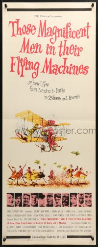 4f236 THOSE MAGNIFICENT MEN IN THEIR FLYING MACHINES insert 1965 great wacky art of early airplane!