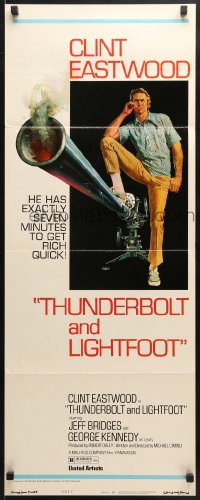 4f239 THUNDERBOLT & LIGHTFOOT style C insert 1974 art of Clint Eastwood with huge gun by Ken Barr!