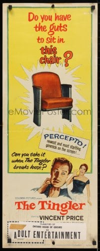 4f241 TINGLER insert 1959 Vincent Price, William Castle, terrified audience, presented in Percepto!