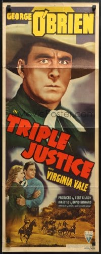 4f249 TRIPLE JUSTICE insert 1940 George O'Brien, Virginia Vale, Peggy Shannon, western action!
