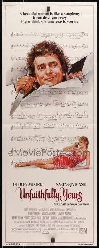 4f255 UNFAITHFULLY YOURS insert 1984 Drew Struzan art of Dudley Moore & sexy Nastassja Kinski!