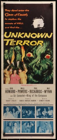 4f256 UNKNOWN TERROR insert 1957 they dared enter the Cave of Death and explore the secrets of HELL