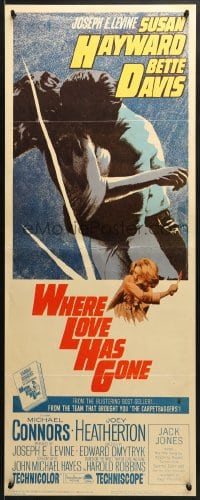 4f263 WHERE LOVE HAS GONE insert 1964 Susan Hayward, Bette Davis, trashy Harold Robbins!