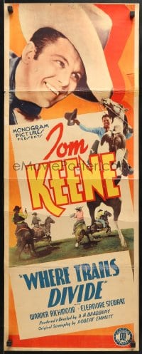 4f264 WHERE TRAILS DIVIDE insert 1937 cowboy Tom Keene is here with exciting thrills!
