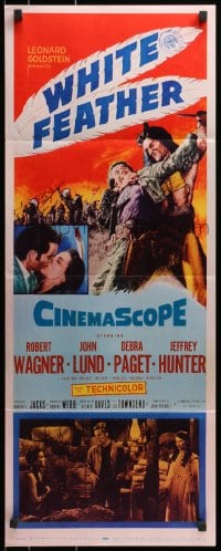 4f266 WHITE FEATHER insert 1955 art of Robert Wagner & Native American Debra Paget!
