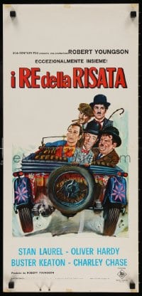 4f800 4 CLOWNS Italian locandina 1971 Stan Laurel & Oliver Hardy, Buster Keaton, Charley Chase