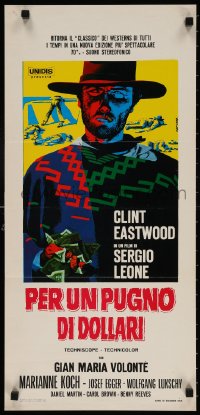 4f868 FISTFUL OF DOLLARS Italian locandina R1969 completely different art of Eastwood by Papuzza!