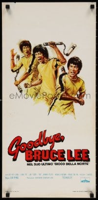 4f888 GOODBYE BRUCE LEE Italian locandina R1970s great art of Bruce Lee who is only in the prologue!
