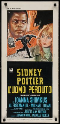 4f917 LOST MAN Italian locandina 1969 different Avelli art of Sidney Poitier & Joanna Shimkus!