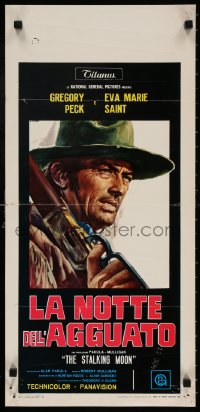 4f963 STALKING MOON Italian locandina 1968 cool different Casaro art of Gregory Peck with rifle!
