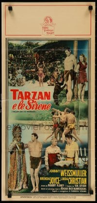 4f968 TARZAN & THE MERMAIDS Italian locandina R1960s Johnny Weissmuller w/ Brenda Joyce!