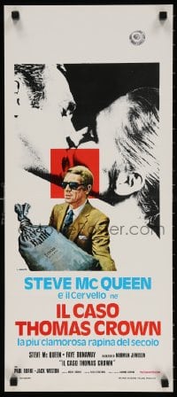 4f978 THOMAS CROWN AFFAIR Italian locandina R1973 cool Crovato art of Steve McQueen, Faye Dunaway!