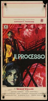 4f981 TRIAL Italian locandina 1963 Orson Welles' Le proces, art of Anthony Perkins & Moreau!
