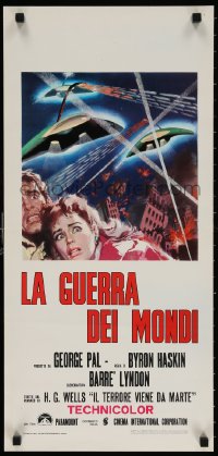 4f989 WAR OF THE WORLDS Italian locandina R1970s H.G. Wells classic produced by George Pal!