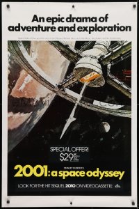 4g197 2001: A SPACE ODYSSEY 27x41 video poster R1985 Stanley Kubrick, Bob McCall art of space wheel!