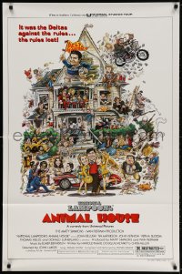 4g522 ANIMAL HOUSE style B 1sh 1978 John Belushi, John Landis classic, art by Rick Meyerowitz!