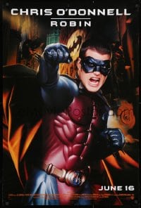 4g544 BATMAN FOREVER advance 1sh 1995 cool image of angry Chris O'Donnell as Robin!