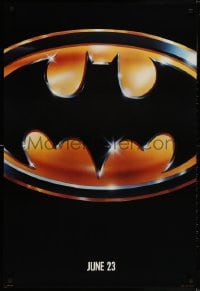 4g541 BATMAN teaser 1sh 1989 directed by Tim Burton, cool image of Bat logo, matte finish!