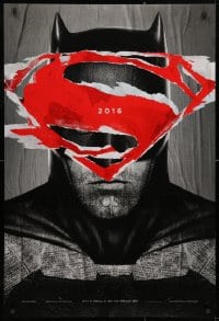 4g552 BATMAN V SUPERMAN teaser DS 1sh 2016 cool close up of Ben Affleck in title role under symbol!